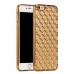 iPhone 6 6s Plus 5.5 - TPU Soft 3D Square Pattern Electroplated Bumper Protective Phone Cover Case - Gold and Clear